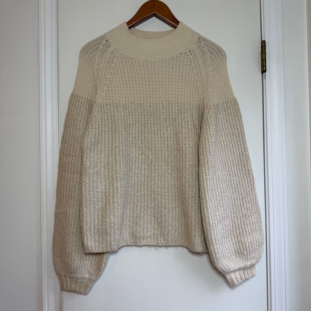 VARLEY Cecile Raglan Knit Sweater True Knit Blend Cream Size Small